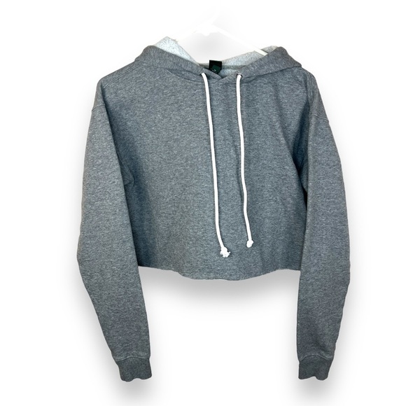 XS Wild Fable Grey Cropped Hoodie Soft Stretch Casual Athletic Roomy Fit - Picture 1 of 6